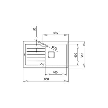 TEKA DIAMOND RS15 1B 1D 86 (WST BLACK) TEK HAZNE VE TEK DAMLALIKLI CAM EVİYE