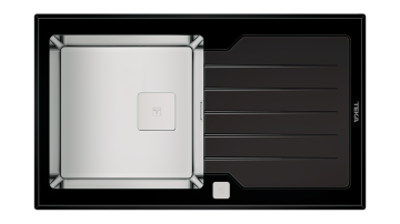 TEKA DIAMOND RS15 1B 1D 86 (WST BLACK) TEK HAZNE VE TEK DAMLALIKLI CAM EVİYE