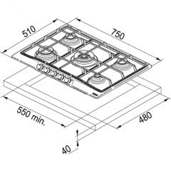 FRANKE NEW SQUARE FHNS 905 4G TC BK C CRİSTALLO NERO OCAK