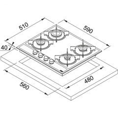 TEŞHİR FRANKE MARİS FHMA 604 4G ML E SİYAH+ İNOX CAM OCAK