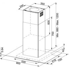 FRANKE GLASS LİNEAR FGL 915 I BK/XS PASLANMAZ ÇELİK - CAM ADA TİPİ DAVLUMBAZ