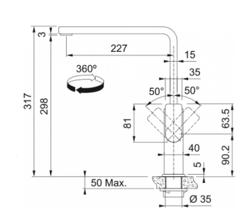 FRANKE MYTHOS STEEL BLACK ARMATÜR SPİRALSİZ