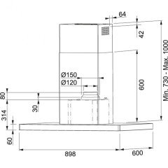 FRANKE CRYSTAL FCR 925 I TC BK XS LED SİYAH ADA TİPİ DAVLUMBAZ