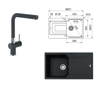 FRANKE UBG 611-86 + ACTİVE PLUS ARMATÜR SET