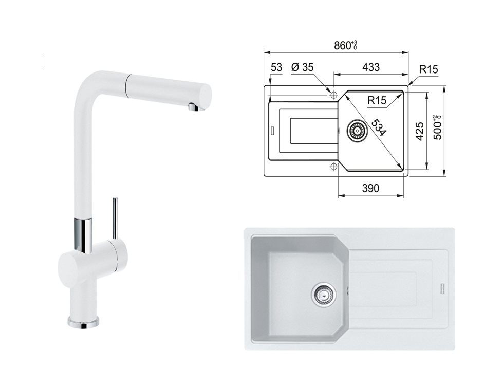 FRANKE URBAN UBG 611-86 + ACTİVE PLUS ARMATÜR SET