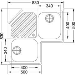 FRANKE KÖŞE PNX 621-E PASLANMAZ ÇELİK KÖŞE EVYE