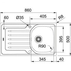 FRANKE ONDA LİNE OLL 611-86 DEKORLU SOL DAMLALIKLI PASLANMAZ ÇELİK EVYE