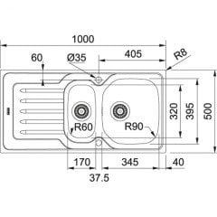 FRANKE ONDA LİNE OLL 651 DEKOR SAĞ DAMLALIKLI EVYE