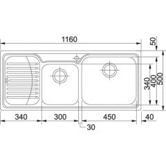 FRANKE GALASSİA GAX 621 PASLANMAZ ÇELİK SOL DAMALALIKLI EVYE