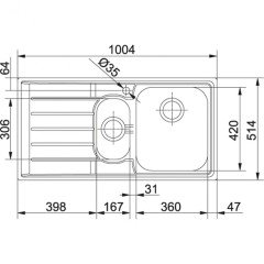 FRANKE NEPTUN SLİMTOP NEX 251 PASLANMAZ ÇELİK SOL DAMLALIKLI EVYE