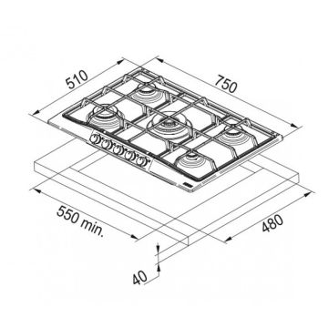 FRANKE TRENDLİNE FCH 755 4G TC MB C MAT BLACK OCAK