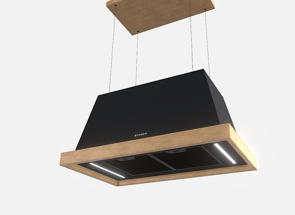 FRANKE FABER THEA ISOLA EV8 DG MATT F80 SC MAT KOYU GRİ ADA TİPİ AHŞAP ÇERÇEVELİ DAVLUMBAZ