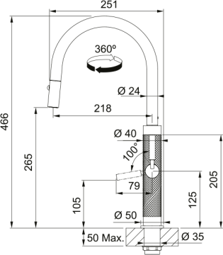 FRANKE MYTHOS MASTERPİECE DUŞLAMALI SPİRALLİ BATARYA  ANTRASİT