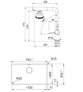 FRANKE MARİS MRG 110-72 EVİYE BATARYA  SABUNLUK SETİ SLATE GREY