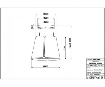 FRANKE TEŞHİR FABER  ADA DAVLUMBAZI BEAT DB MATT F45 720M3 / H SINIF A TOZLU MAVİ MAT