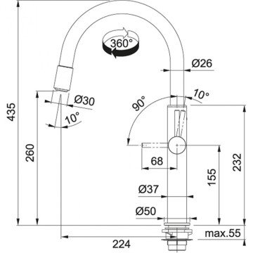 FRANKE PESCARA SWİVEL SPOUT UP & DOWN KROM ARMATÜR