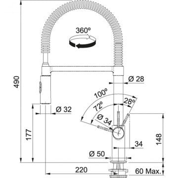 TEŞHİR FRANKE FOX PRO SPİRALLİ KROM ARMATÜR