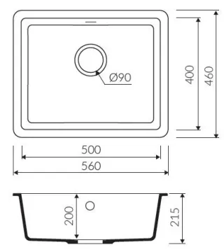 Teşhir Marmarin Fado 560 Granit Eviye 1 Gözlü Damlalıksız Siyah Eviye