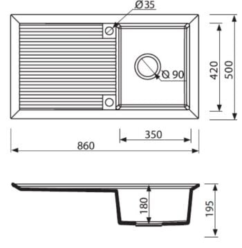 TEŞHİR MARMORİN CIRE 860 1KO TEK GÖZLÜ DAMLALIKLI BEYAZ EVİYE