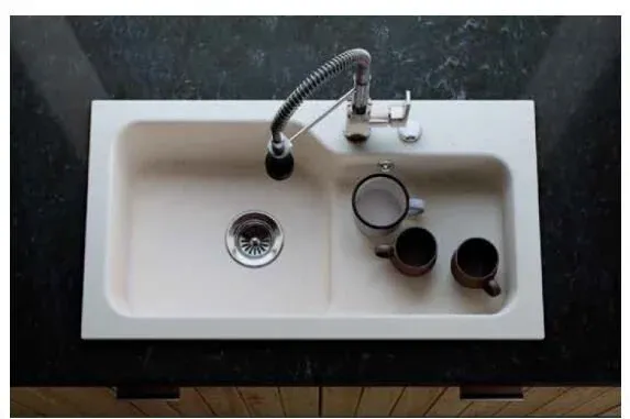 TEŞHİR MARMORİN AKO 800 1KO TEK GÖZLÜ DAMLALIKLI BEYAZ EVİYE