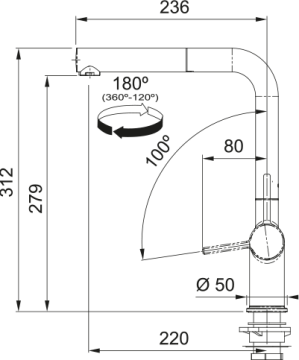 FRANKE ACTİVE PLUS DOCCİA 2.0 NERO EVYE BATARYASI