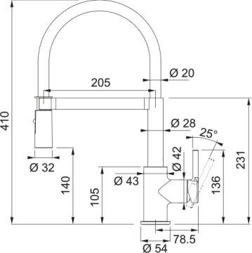 FRANKE LİNA SEMİ PRO MATBLACK DUŞLAMALI ARMATÜR