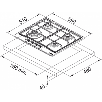 Franke Classicline FCH 604 4G TC ON Nero Ankastre Ocak