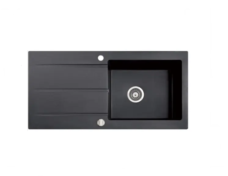 TEŞHİR MARMORİN BARİO 1000 GRANİT EVYE 1 GÖZLÜ DAMLALIKLI TEZGAH ÜSTÜ BLACK METTALİC