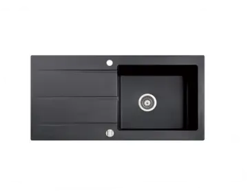 TEŞHİR MARMORİN BARİO 1000 GRANİT EVYE 1 GÖZLÜ DAMLALIKLI TEZGAH ÜSTÜ BLACK METTALİC