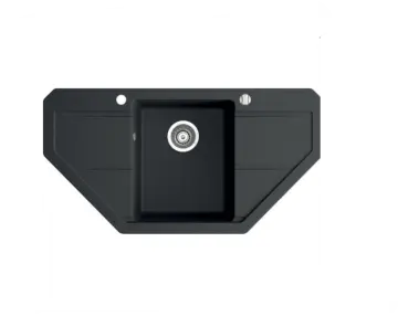 TEŞHİR MARMORİN BARİO 960 KÖŞE GRANİT EVYE 1 GÖZLÜ DAMLALIKLI BLACK METTALİC