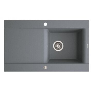 TEŞHİR MARMORİN VOGA II 840 GRANİT EVYE 1 GÖZLÜ DAMLALIKLI TEZGAH ÜSTÜ STONE GREY