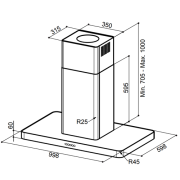 FRANKE FABER T LİGHT ISOLA EV8 + X A 100 PASLANMAZ ÇELİK ADA TİPİ DAVLUMBAZ