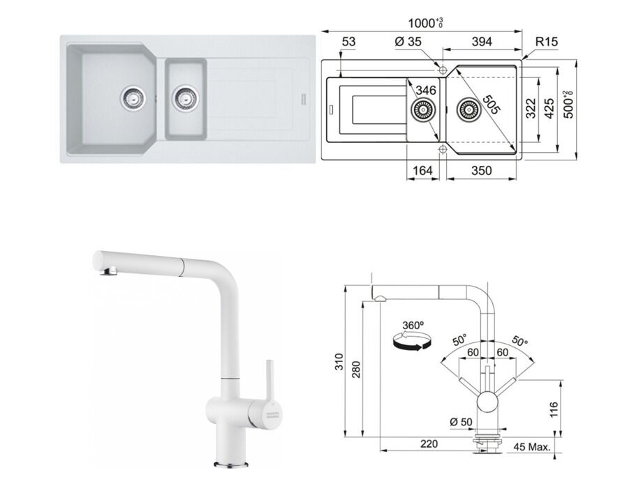 FRANKE URBAN UBG 651-100 1,5 GÖZLÜ BİANCO EVYE ARMATÜR KAMPANYASI