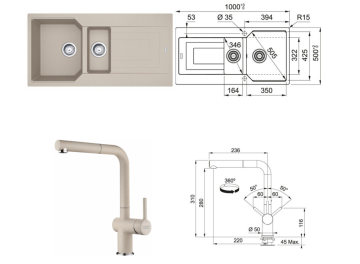 FRANKE URBAN UBG 651-100 1,5 GÖZLÜ SAHARA EVYE ARMATÜR KAMPANYASI