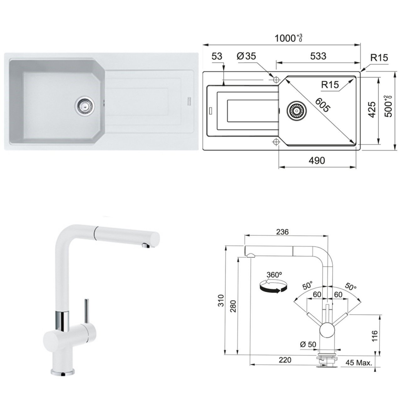 FRANKE URBAN UBG 611-100 TEK GÖZLÜ BİANCO EVYE ARMATÜR KAMPANYASI