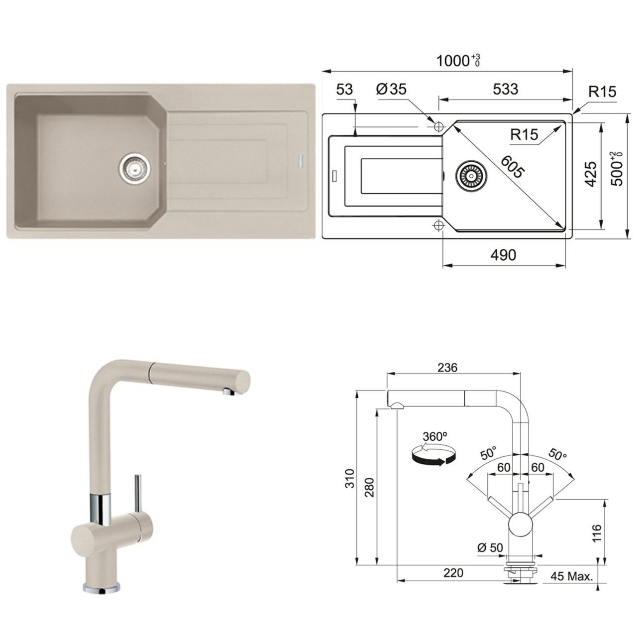 FRANKE URBAN UBG 611-100 TEK GÖZLÜ SAHARA EVYE ARMATÜR KAMPANYASI