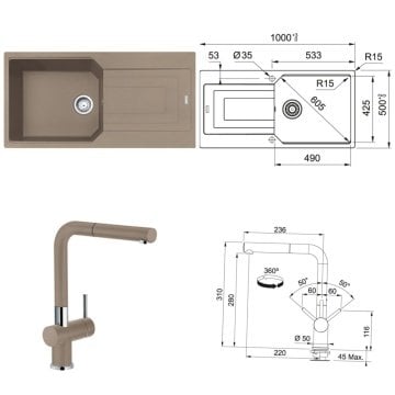 FRANKE URBAN UBG 611-100 TEK GÖZLÜ OYSTER EVYE ARMATÜR KAMPANYASI