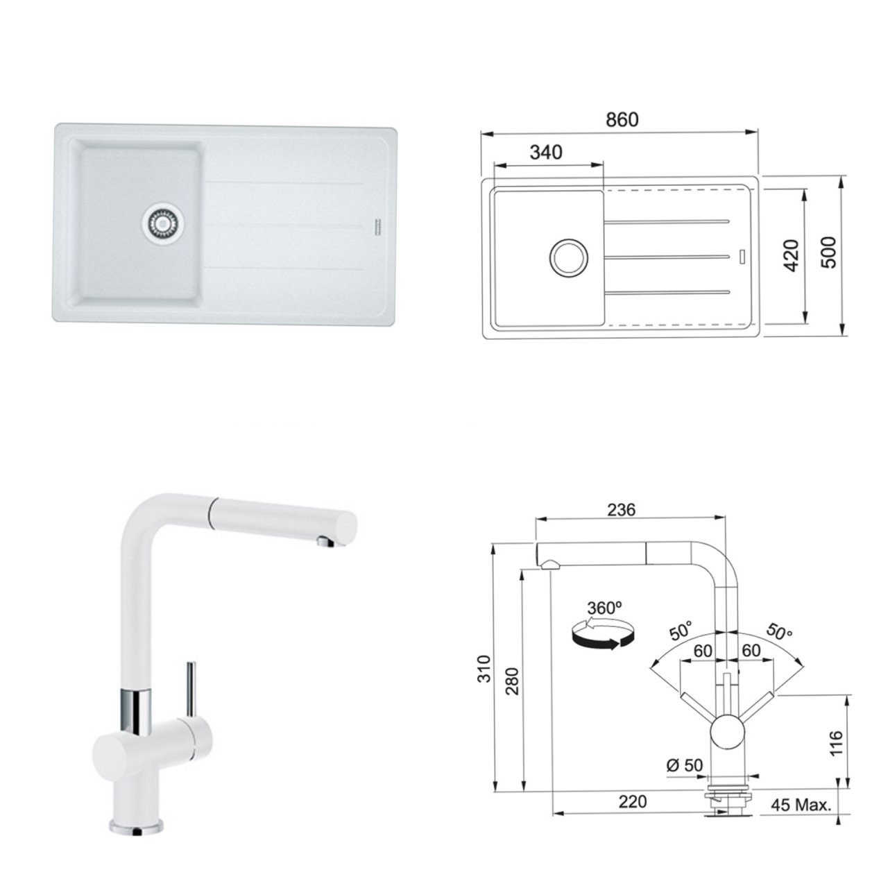 FRANKE BASİS BFG 611-86 TEK GÖZLÜ BİANCO EVYE ARMATÜR KAMPANYASI