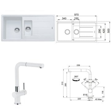 FRANKE BASİS BFG  651 1,5 GÖZLÜ BİANCO EVİYE ARMATÜR KAMPANYASI