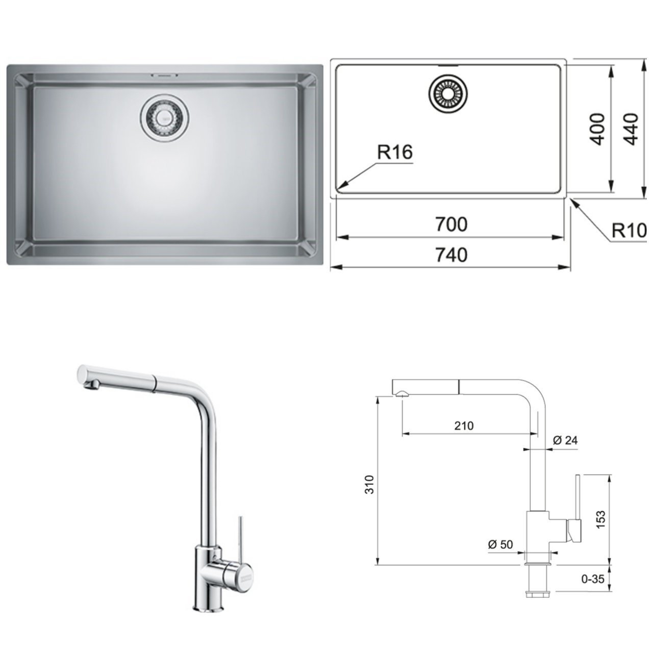 FRANKE MARİS MRX 110-70TEZGAHALTI EVİYE-SİRİUS DOCCİA ARMATÜR KAMPANYASI