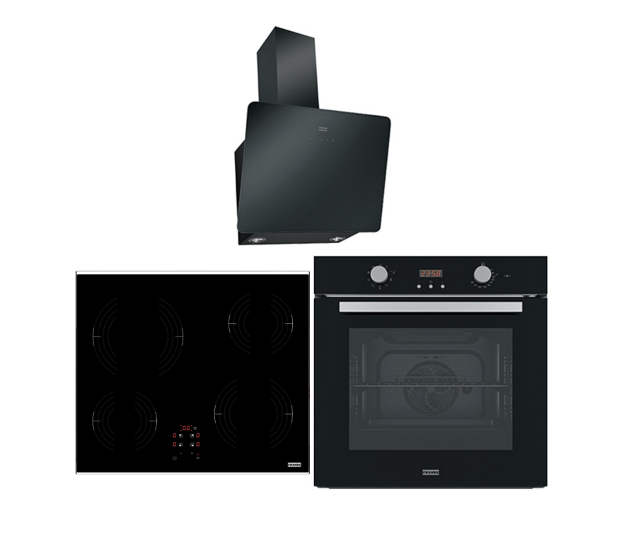 FRANKE FPJ 615 V BK A DAVLUMBAZ FRSM 604 C T BK ELEKTRİKLİ SİYAH CAM OCAK FSL 86 H BK FIRIN ANKASTRE SET