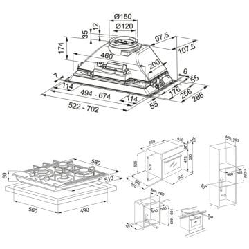 FRANKE FBI 525 GR/500 ANKASTRE BOX ASPİRATÖR FHNL 604 4G X E İNOX SMART LİNEAR OCAK FSL 82 H XS BLACK GLASS/İNOX SMART LİNEAR FIRIN ANKASTRE SET